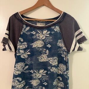 We The Free Teal Floral Tee